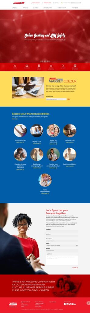 JMMB Jamaica old website homepage from 2023 showing the previous design before the 2026 redesign