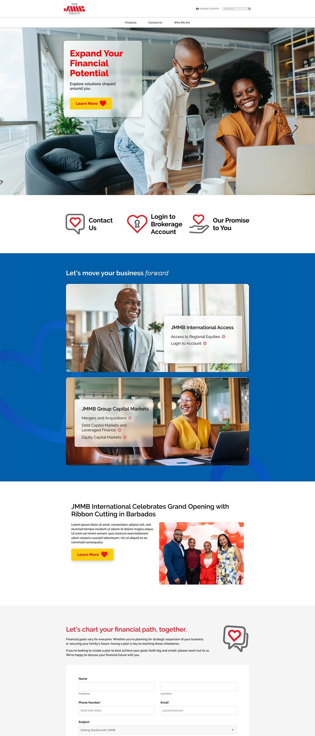 JMMB Barbados website homepage redesign featuring lifestyle imagery and simplified banking navigation