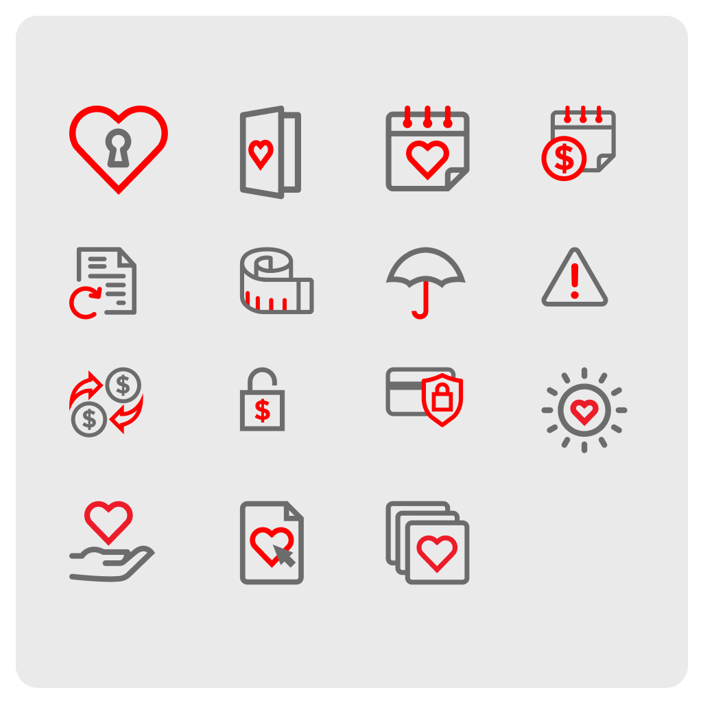 A group of JMMB Icons containing hearts